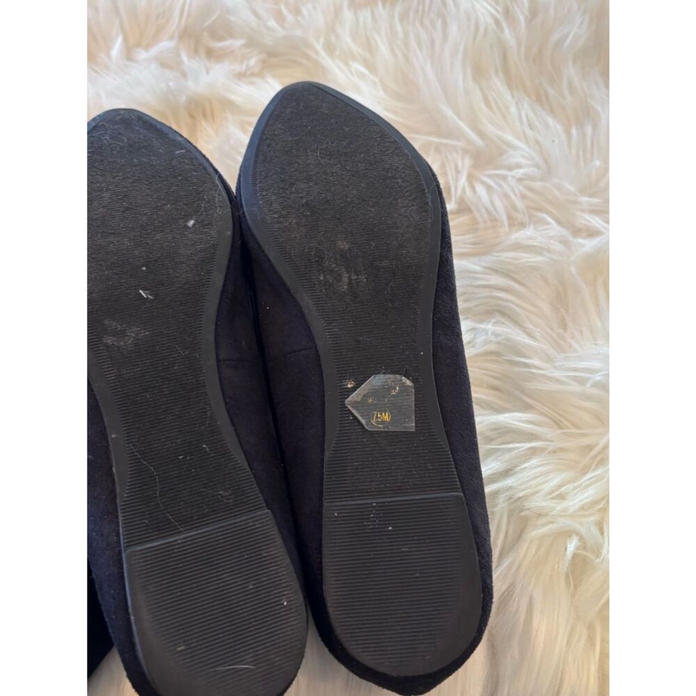 Cityclassified Black Pointed Stud-Trim Suede Flats - Picture 6 of 9